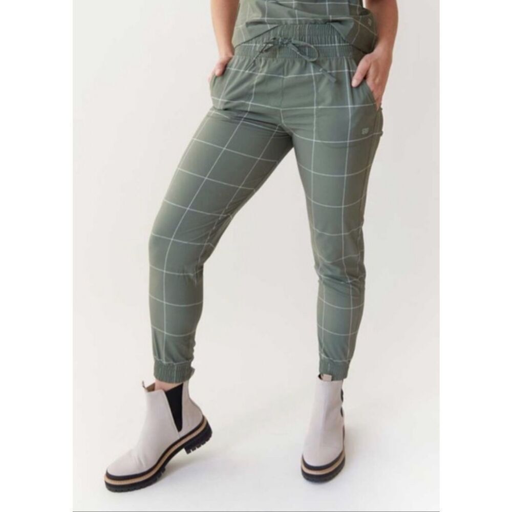 NWOT Albion Green Window Pane Jetsetter Joggers Women's Medium
